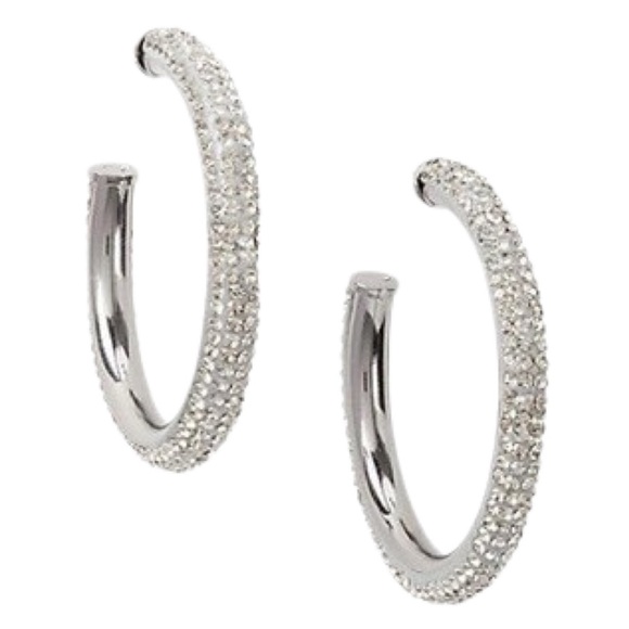 KATE SPADE • Silver Razzle Dazzle Hoop Crystal Earrings - Picture 1 of 4